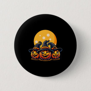 Halloween Kürbis Dreifachfalz Hexenhut T-Shirt Kid Button