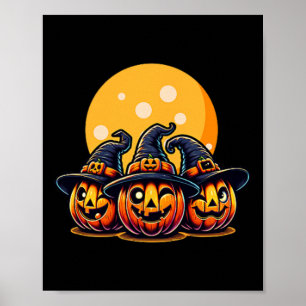 Halloween Kürbis Dreifachfalz Hexenhut T-Shirt Kid Poster