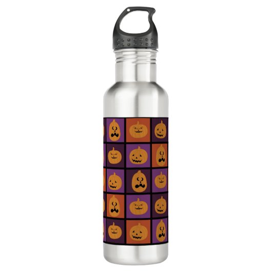 Halloween-Kürbis Edelstahlflasche (Vorderseite)