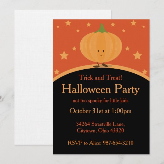 Halloween Kürbis Einladung (Vorne/Hinten)