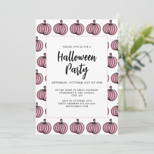 Halloween-Kürbis Einladung (Stehend Vorderseite)