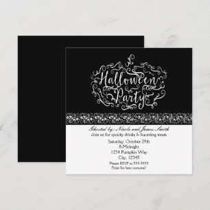 Halloween-Kürbis elegante schwarze weiße Einladung