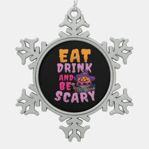 Halloween-Kürbis Essen Trinken Sei Gruselig Schneeflocken Zinn-Ornament