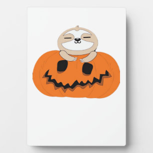 Halloween-Kürbis-Faultier-Klassik-T-Shirt Fotoplatte