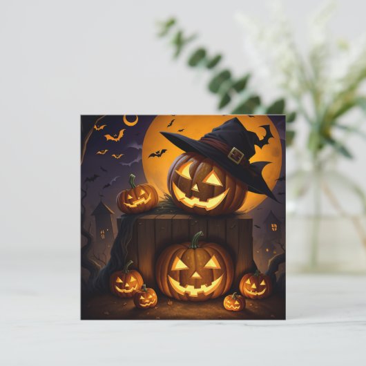 Halloween-Kürbis Feiertagskarte (Stehend Vorderseite)