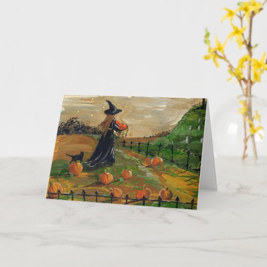 Halloween-Kürbis-Flecken-Gruß-Karte Karte (Gelbe Blume)