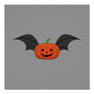Halloween-Kürbis-Fledermaus Poster