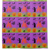 Halloween Kürbis, Fledermäuse, beängstigender Baum Duschvorhang (Vorderseite)