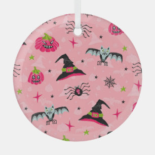 Halloween Kürbis, Fledermäuse: nahtloser Hintergru Ornament Aus Glas