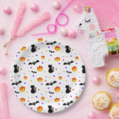 Halloween Kürbis, Fledermäuse und Katzen auf Weiß Pappteller (Party)