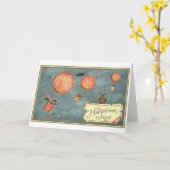 Halloween-Kürbis-Fliegen Karte (Gelbe Blume)