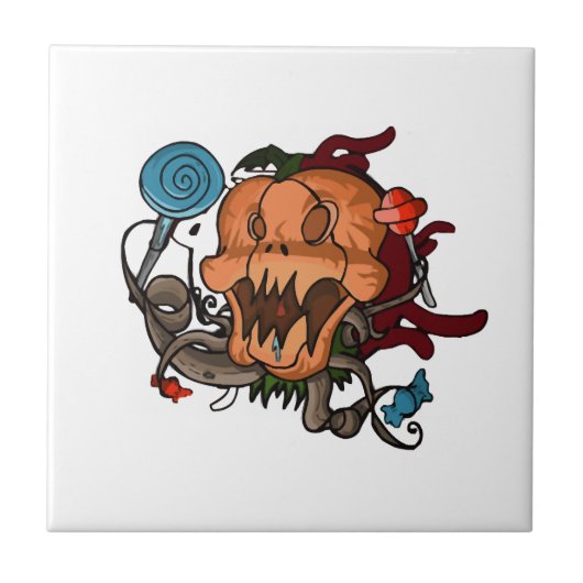 Halloween-Kürbis Fliese (Vorderseite)