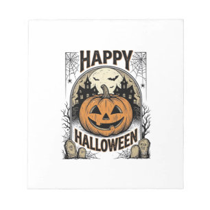 Halloween-Kürbis-Friedhof Vintage Gruseliges T-Shi Notizblock