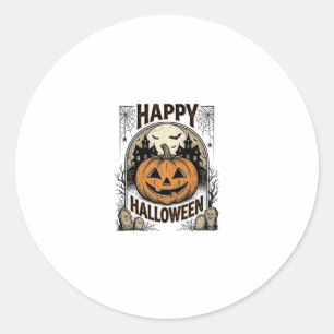 Halloween-Kürbis-Friedhof Vintage-Spooky-T-Shirt-K Runder Aufkleber