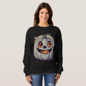 Halloween Kürbis Geist Sweatshirt (Vorne ganz)