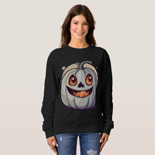 Halloween Kürbis Geist Sweatshirt (Vorne ganz)