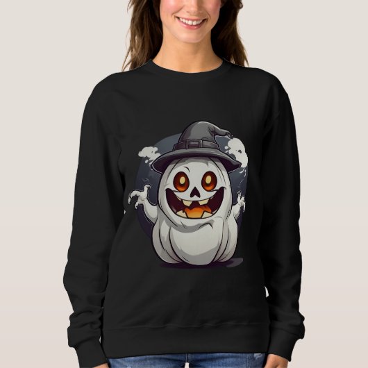 Halloween Kürbis Geist Sweatshirt (Vorderseite)