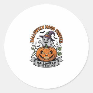 Halloween-Kürbis-Geist Vintage-Stich-Shirt_1 Runder Aufkleber