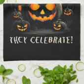 Halloween-Kürbis Geschirrtuch (Gefaltet)