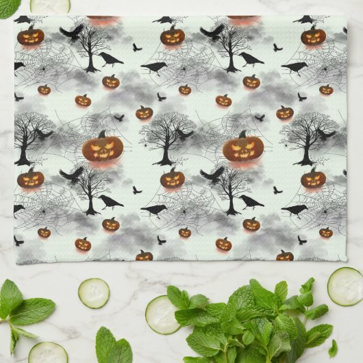 Halloween-Kürbis Geschirrtuch (Gefaltet)