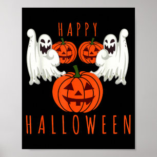 Halloween-Kürbis-Gesicht mit gruseligen Geistern Poster