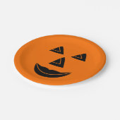 Halloween-Kürbis-Gesicht Pappteller (Schrägansicht)