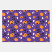 Halloween Kürbis Gespenster Fledermäuse lila Muste Geschenkpapier Set (Vorderseite 2)