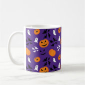 Halloween Kürbis Gespenster Fledermäuse lila Muste Kaffeetasse (Links)