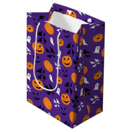 Halloween Kürbis Gespenster Fledermäuse lila Muste Mittlere Geschenktüte
