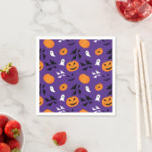 Halloween Kürbis Gespenster Fledermäuse lila Muste Serviette (Beispiel)