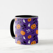 Halloween Kürbis Gespenster Fledermäuse lila Muste Tasse (Vorderseite Links)