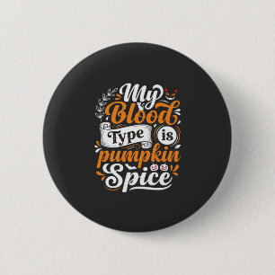 Halloween-Kürbis-Gewürz-Blut-Typ-Retro-Typographie Button
