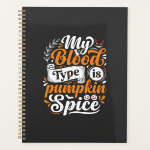 Halloween-Kürbis-Gewürz-Blutgruppe Retro-Typograph Planer