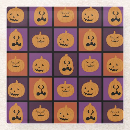 Halloween-Kürbis Glasuntersetzer (Vorderseite)