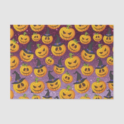 Halloween-Kürbis-Glitzer Seidenpapier (Vorderseite)