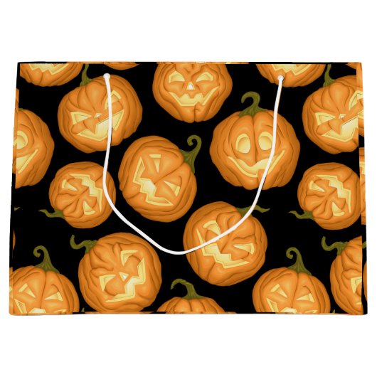 Halloween-Kürbis Große Geschenktüte (Vorderseite)