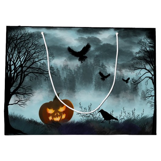 Halloween-Kürbis Große Geschenktüte (Rückseite)