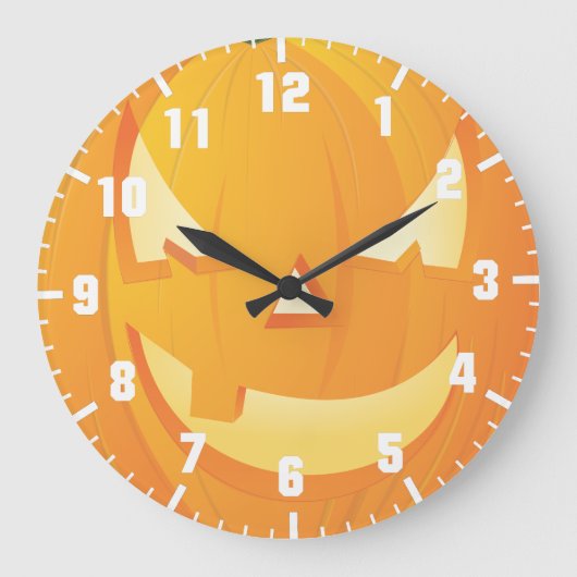 Halloween-Kürbis Große Wanduhr (Vorderseite)