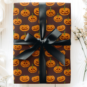 Halloween-Kürbis Gruseliger Jack O'Lantern Muster Geschenkpapier
