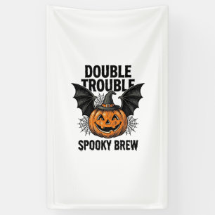 Halloween-Kürbis-Hexe Doppeltes Ärgernis Vintage-D Banner