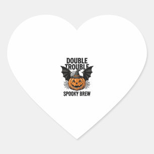 Halloween-Kürbis-Hexe Doppeltes Ärgernis Vintage-D Herz-Aufkleber