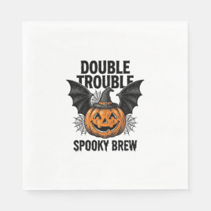 Halloween-Kürbis-Hexe Doppeltes Ärgernis Vintage-D Serviette