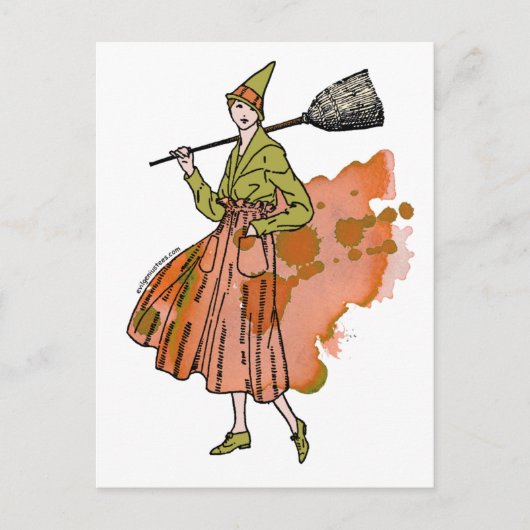 Halloween-Kürbis-Hexe Postkarte (Vorderseite)