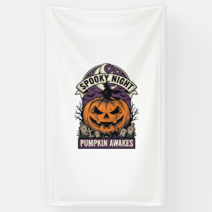 Halloween-Kürbis-Hexe Vintage Gruselige Nacht-Shir Banner