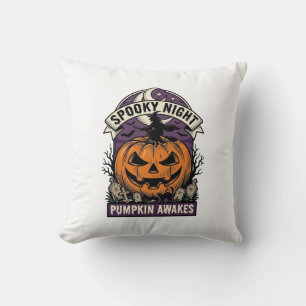 Halloween-Kürbis-Hexe Vintage Gruselige Nacht-Shir Kissen