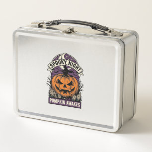 Halloween-Kürbis-Hexe Vintage Gruselige Nacht-Shir Metall Brotdose