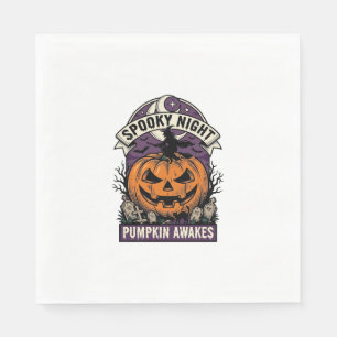 Halloween-Kürbis-Hexe Vintage Gruselige Nacht-Shir Serviette