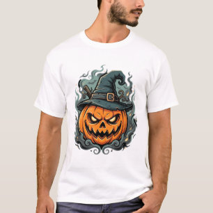 Halloween-Kürbis-Hexenhut-gruseliges Design T-Shirt