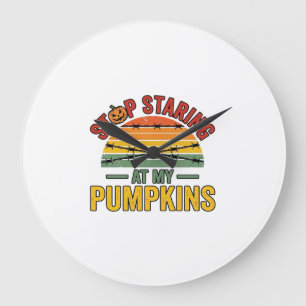 Halloween-Kürbis-Hör-Auf-zu-Stieren-Lustig-Vintage Große Wanduhr
