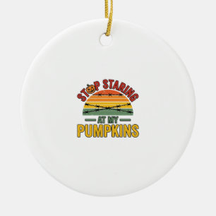Halloween-Kürbis-Hör-Auf-zu-Stieren-Lustig-Vintage Keramik Ornament